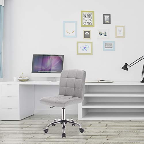 EUGAD 0011BGY Arbeitshocker auf Rollen Bürohocker Schreibtischstuhl Rollhocker 360° drehbar höhenverstellbar Leinen… – Bild 3