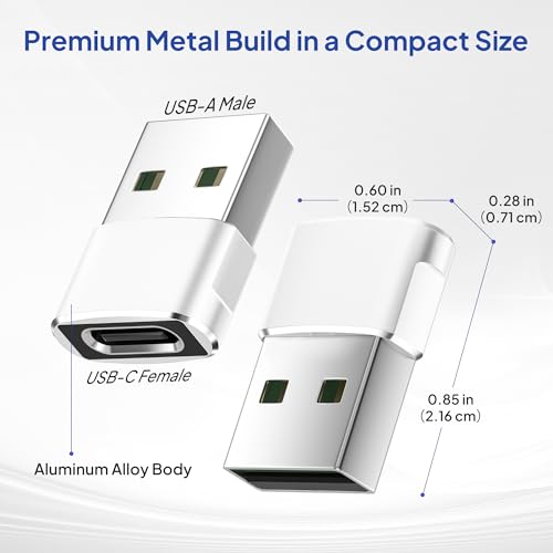 Image of Elebase for iPhone 17 Air Pro Max Adapter,USB to USB C Adaptor 4 Pack,Type C Female to USB A Male Charger Connector for Apple 16 15 14 13,iWatch 11 10,iPad 8 8th 9 9th 10th Air 4th 5 Mini 6 Generation