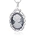 Produktbild SYSFOUR Fashion Queen Cameo Lady Halsketten & Anhänger für Frauen Mädchen Beauty Head Strass Perlen Vintage Boho Harz Schmuck F998, Deep Grey Halskette