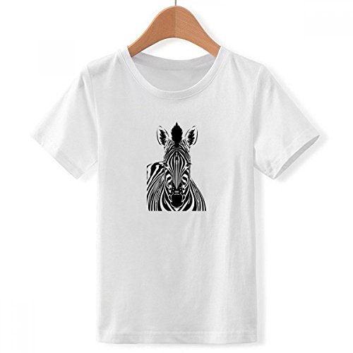 T-Shirt Garçon col Blanc Imprimé Zèbre Idéal pour l'École