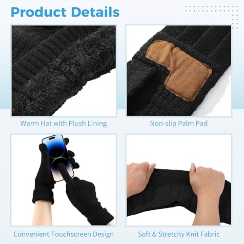 Set de invierno de gorro, bufanda y guantes táctiles para regalar 6