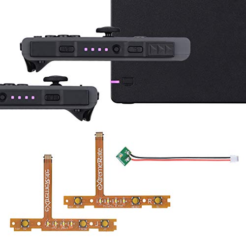 eXtremeRate LED Kit pour Nintendo Switch Joycon, Firefly LED Tuning Kit pour Switch Joycon et Dock, SL SR Boutons Câble Ruban Flexible Indicateur LED, Joycon Lumineux Violet (Joycon Non Inclus)