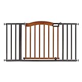 Picture of Summer Infant Anywhere Decorative Walk-Thru Pet and Baby Gate, 28” - 42.5” Wide, 30" Tall, Pressure Mounted, Insall In-between Rooms and Doorways, Walnut Wood with Metal Charcoal Accents
