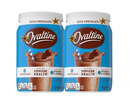 Ovaltines Rich Chocolate Powdered Drink Mix for Milk, Chocolate Malt Flavor with Vitamins & Minerals, 12 Oz x 2 Pack