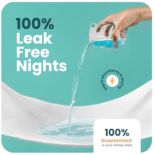 Image of IMPROVIA Pee Pads for Kids - Bed wetting Pads for Kids Potty Training Bed mats for Toddlers Waterproof Reuseable Washable Absorbent, Non Slip - White - Twin Size 34 inchx36