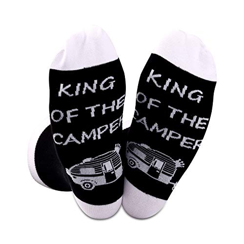 GJTIM Queen of the Camper Socks - Outdoor Camping Novelty Socks RV Gift - Happy Camper Gift King