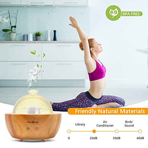 Glass Essential Oil Diffuser, Daroma 200Ml Real Wood Base, The 2023 Upgrade. Ultrasonic Aromatherapy Scent Air Nebulizing Room Humidifier Home Office Gift #TOP4