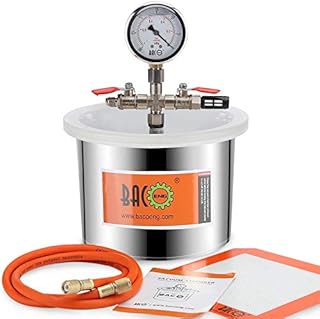 BACOENG 1.5 Gallon Stainless Steel Vacuum Chamber Silicone Kit for Degassing Resins, Silicone and Epoxies
