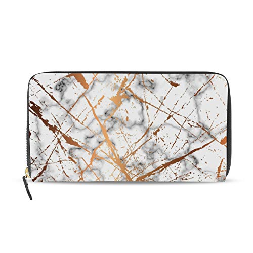 Portefeuille long en cuir marbre et texture dorée, l'élégance d'un accessoire haute qualité