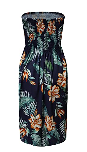 Image of Zyyfly Strapless Dress for Women Summer Beach Boho Smocked Tube Top Dress