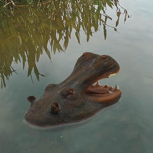 Teichfigur Nilpferd Hai Haiflosse Kopf Schwimmtier Alligator Dekofigur Gartenfigur Tierfigur Gartenteich Miniteich Gartendeko Deko Tierfigur Gartenstecker Gartenstatue Dekorative (Kaffee)
