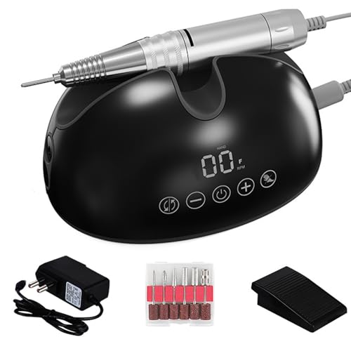 VOLTIX Fresa per Unghie Professionale 35000 Giri, Set Manicure Elettrico con Pedale e 6 Fresa, Lima Elettrica per Unghie in Gel e Acriliche, Nail Drill, Macchina Manicure e Pedicure