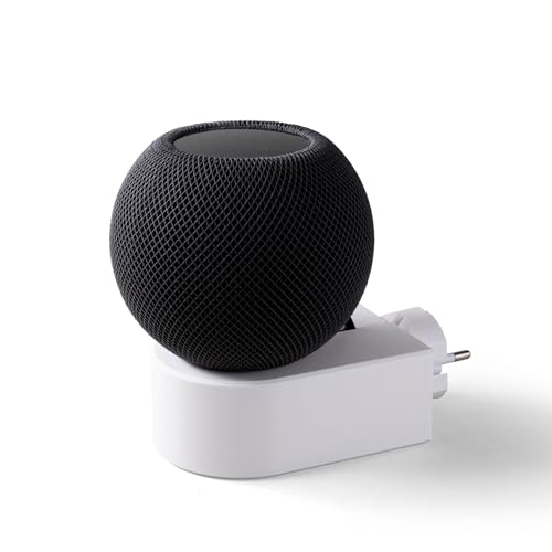 smattex Steckdosenhalter kompatibel mit Apple Homepod Mini - Wandhalterung, unauffällige Kabelführung - minimalistisches edles Design in 2 Farben - hochwertiger PETG-Kunststoff (weiß)