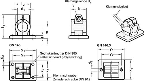 Flansch-Klemmverbinder, Bohrung 30mm / blank