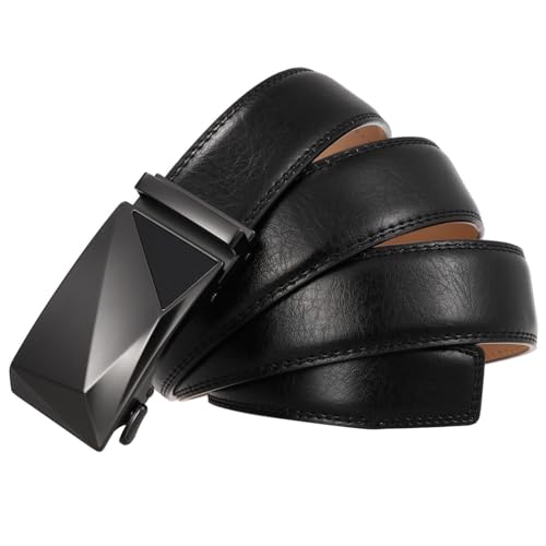 Ceinture homme métal boucle automatique cuir véritable luxe - 3
