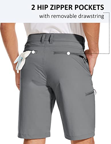 Mens Golf Shorts Hybrid Stretch Flat Front Work Travel Running Lightweight 10 Inch Chino Casual Dri Fit Grey 38 #TOP3