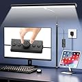 LED Desk Lamp for Home Office , 1500Lumen Knob Stepless Dimming (12V/Adapter Included),Eye-Caring Desk Light with Gooseneck,Timmer & Memory Function, Clamp Light for Workbench Reading Study-Black
