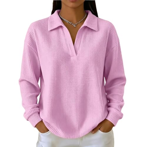 Long Sleeve Tee Shirts for Women Waffle Knit Basic Fit Tunic Holiday Tops - image 8