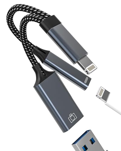Répartiteur chargeur et câble adaptateur USB Lightning pour transfert clé USB iPad