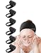 Spa Headband Hair Wrap EUICAE Sweat Headband Head Wrap Hair Towel Wrap Non-slip Stretchable Washable Makeup Headband for Face Wash Facial Treatment Sport Fits Pack of 6 (A:Black)