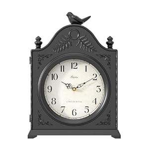 Vintage Bird Mantel Clock with Hidden Safe, Antique Black Style