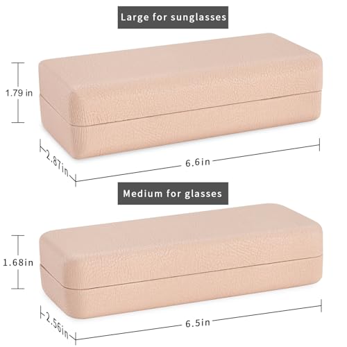 Image of TRIUMPH VISION Sunglasses Case Hard Shell Glasses Case Eyewear Eyeglasses | Sunglass Eyeglass Hard Case for Women and Men Metal PU Leather Lined Storage with Microfiber Cleaning Cloth Protection