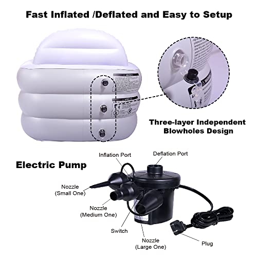 Inflatable Bathtub For Adults, 65"×34"×28" Foldable Portable Bathtub, Blow Up Bath Tub With Backrest For Home Spa Or Ice Bath(Gray White) (With Pump) #TOP6