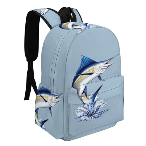 Marlin Fish Laptop Backpack for Women Men Cute Shoulder Bag Printed Daypack for Travel Sports Work2