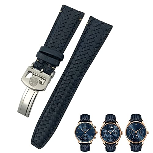 Bracelet de montre tissé en cuir de vache premium pour IWC Pilot Mark 18