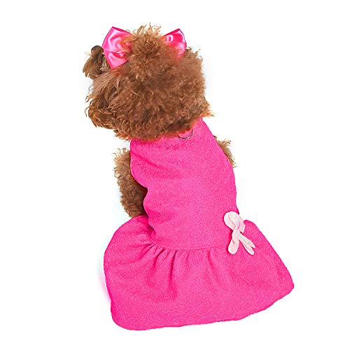 CuteBone Summer Dog Dress with Harness D-Ring for Small Dogs Wedding Cat Clothes Girl Puppy Outfit Pink Shirt Flower… - Image 4