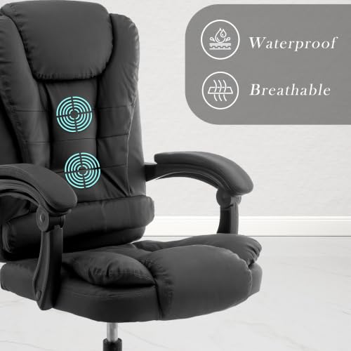 Image of Casa Copenhagen Italia Premium Leatherette Office Chair for Work | Boss Chair, Ergonomic Executive, Luxurious Cushioned Arms & Seat, 2 Point Back Massager, Heavy Duty Metal Base (Black)