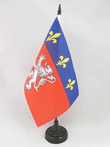 AZ FLAG Drapeau de Table Province du Lyonnais 21x14cm - Petit Drapeaux DE Bureau de Lyon 14 x 21 cm