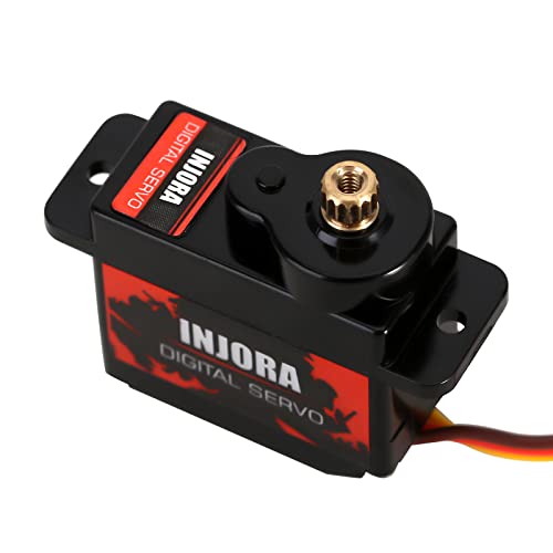Injora Rc Servo 12G Digital Servo With Metal Mount And 15T Arm For Ax24 Axial Scx24 Car Model Upgrade Parts(Black) #TOP3