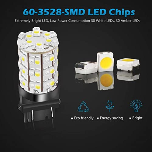 2Pcs 3057 3157 3357 3457 Switchback Led Turn Signal Light Bulbs White Amber Dual Color Super Bright 3057A 3157A 3357A 3457A 4157Na 3156 3155 #TOP4