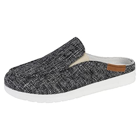 HESYSUAN Women Slip On Mules Sneakers, Summer Canvas Slipper Shoes Low Tops Backless Beach Walking Shoes (grey,38) Cover