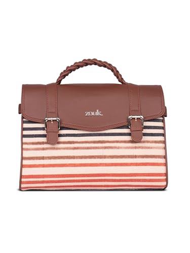 Image of ZOUK Heritage Satchel Bag - Gwalior Weaves | Jute | Vegan Leather Handcrafted With Detachable Sling Strap