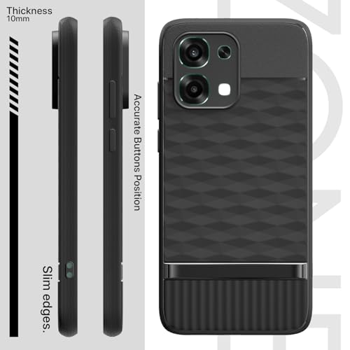 Image of Pikkme Back Cover for Oppo F31 5G / Oppo F33 5G Camera Protection 3D Hexa Cube Design Silicone Protective Bumper Case (Black)