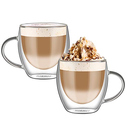 HIRMIT Double Walled Coffee Glasses Mugs Cappuccino Latte Macchia...