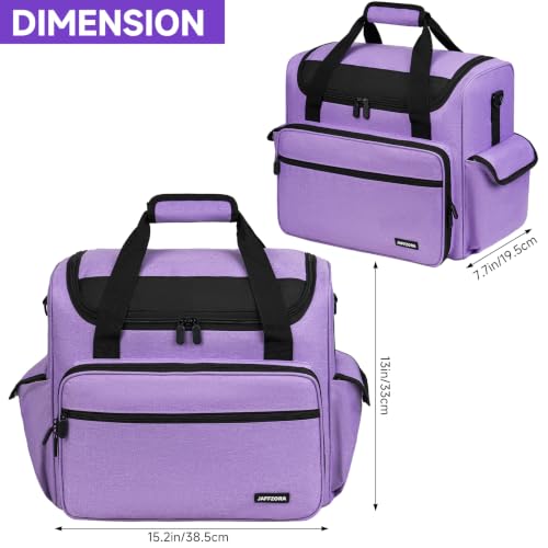 Image of Craft Bag for Scrapbook Supplies, Large Scrapbook Tote with 15.6'' Laptop Sleeve, Art Supply Storage Bag with Multiple Pockets for Scrapbooking Tools, Purple