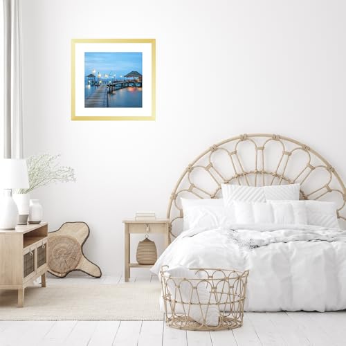 Image of JCJMY 20x20 Picture Frame Gold with 16x16 Mat, Display Photo 16x16 with Mat or 20 x 20 Without Mat, Wall Hanging Large 20x20 Poster Frame with Shatter Resistant Plexiglass,Gold