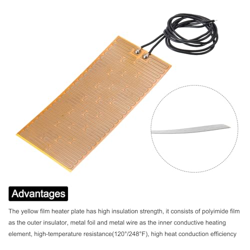 QUARKZMAN Heizfolie Heizplatte, 15W 24V Polyimid Heizpad, selbstklebende PI Heizelemente Folie 94mmx40mm Heizstreifen für konstante Temperatur, Packung mit 4 Stück