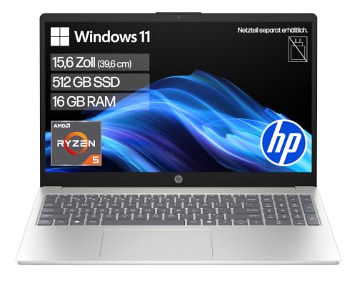 HP Laptop, 15,6" FHD, AMD Ryzen 5, 16GB RAM, 512GB SSD