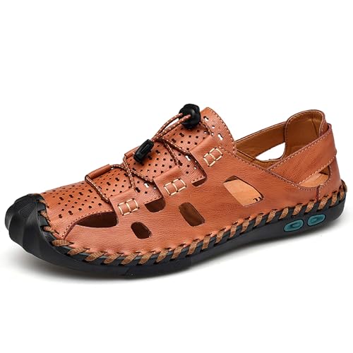 Image of Mens Casual Closed Toe Leather Sandals Outdoor Fisherman Adjustable Sport Summer Shoes