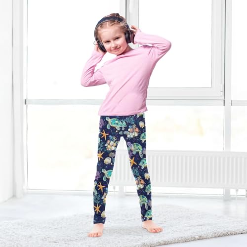 Turtle Girls' Leggings Toddler Doodles Starfish Kids Yoga Pants Dance Active Tights 4T4
