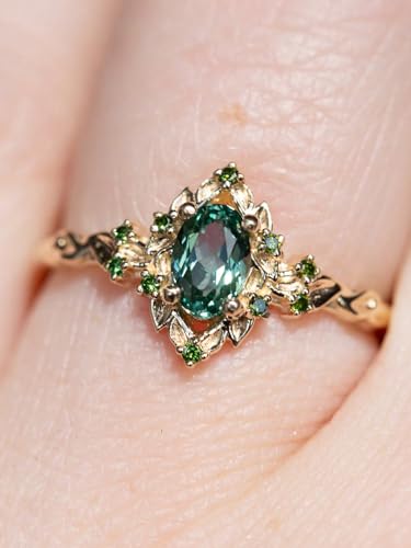 Fashion Gold Plated Ring Green Cubic Zirconia Stone Engagement Ring Ideal Gift For Family Friends Lovers
