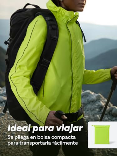 Prowiste Chaqueta Ciclismo Hombre & Mujer M - Impermeable y Transpirable - Chaqueta de Lluvia Reflectante con Capucha & Bolsillo Trasero – Compacta con Bolsa de Almacenamiento. - imagen 6