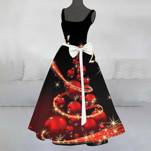 Robe de Noël noire pour femmes imprimé arbre de Noël sans manches taille S - 2