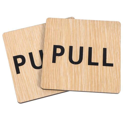 JECOMPRIS Letrero Para Puerta Push Pull De Madera Con Acabado Natural Placa Adhesiva Para Puertas De Interior Y Exterior Señal De Puerta De Oficina Y Comercio Fácil Instalación Y Alta Visibilidad