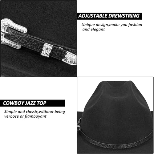 Western Cowboy Hat for Men Women Classic Roll Up Fedora Hat with Buckle Belt(Size:S-M)4
