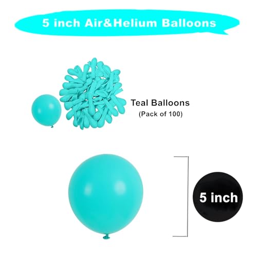 Image of 5 inch Teal Balloons, 100 pcs Mini Teal Blue Birthday Balloons for Party Decorations (Teal)